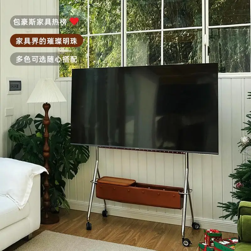 

Nordic Retro Stainless Steel Removable TV Stand Wheeled Cart Frame for 32 To 75 Inch TV Cabinet TV Stands Living Room Furniture