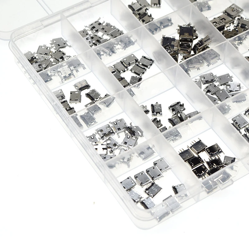 240 Pcs/Box 24 Models Micro USB Box MINI Android Mobile Phone Charging Accessories Connector Socket Jack MP3/4/5