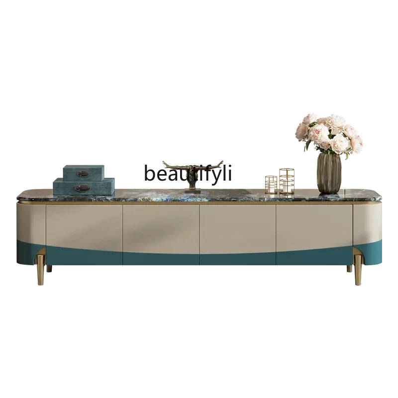 

Light luxury TV cabinet Small apartment marble furniture Modern fashion Italian high-end floor cabinet combination