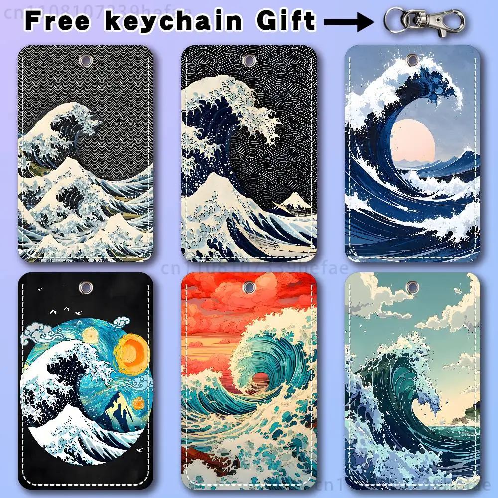 

The Great Wave off K-Kanagawa Holder For Bank Business Work Card Holder Student Card Case Bus Card Keychain