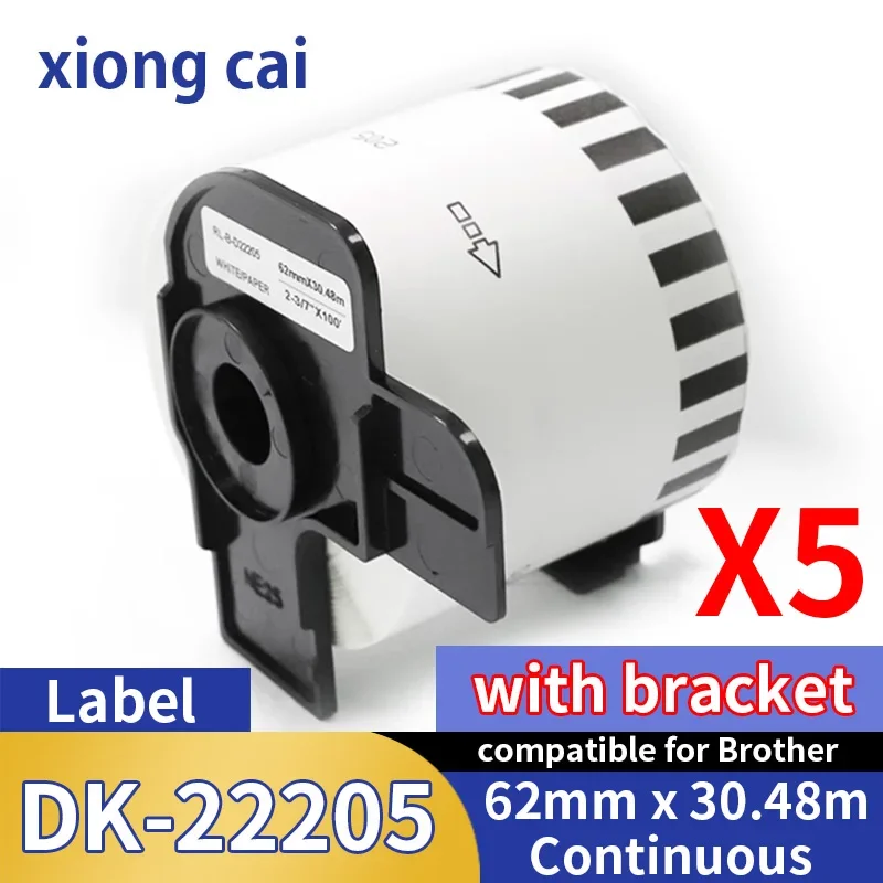 

5/10 Rolls DK-2205 22205 Continuous Thermal Paper Label tape 62mm x 30.48m compatible for Brother QL-500/500A/550/560/700/570VM