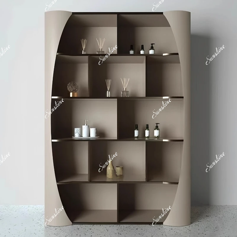 Italian minimalist baking paint bookshelf floor-to-ceiling display against the wall