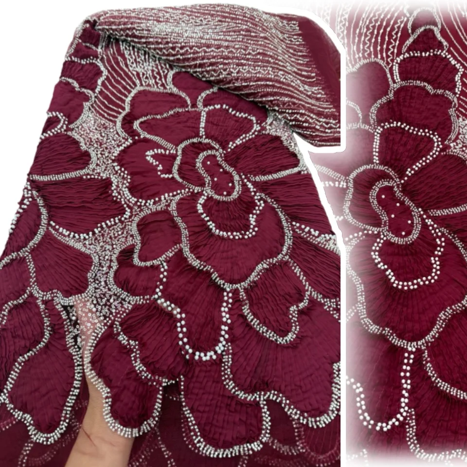 

Рождественский сезон, африканская кружевная ткань с вышивкой бисером 202, высококачественная французская кружевная ткань с вышивкой для свадьбы и вечеринки 1695