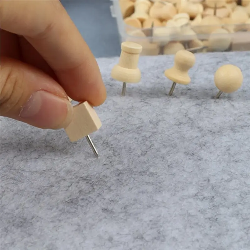 Decorative Wooden Push Pins(1 Set), Metal Thumb Tacks For Cork Board- Perfect For Home And Office Display