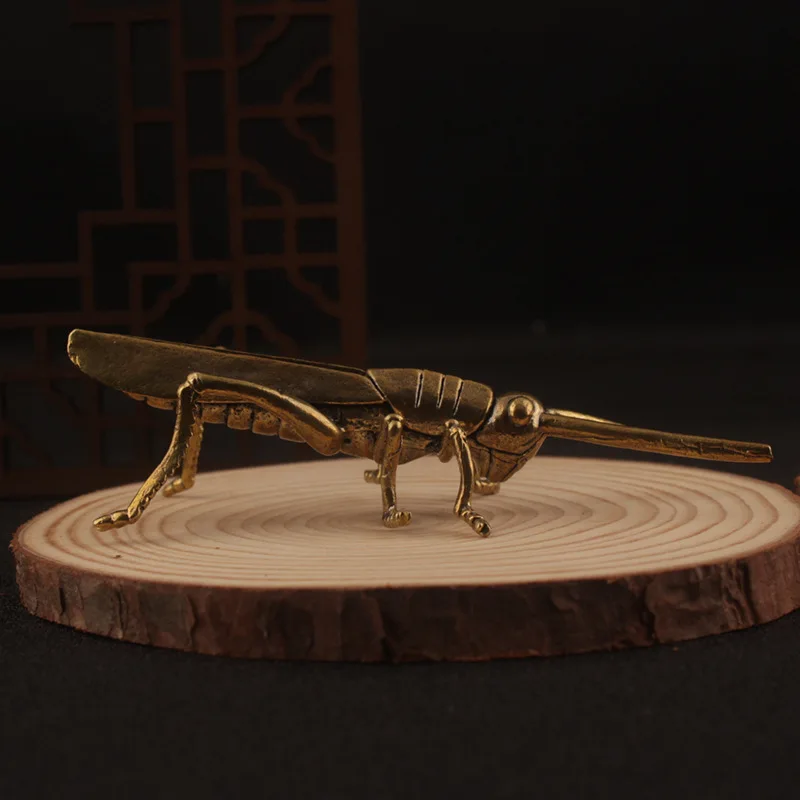1/2Pcs Antique Bronze Tea Pet Ornament Brass Desk Jewelry Soaring Locust Ornament Retro Brass