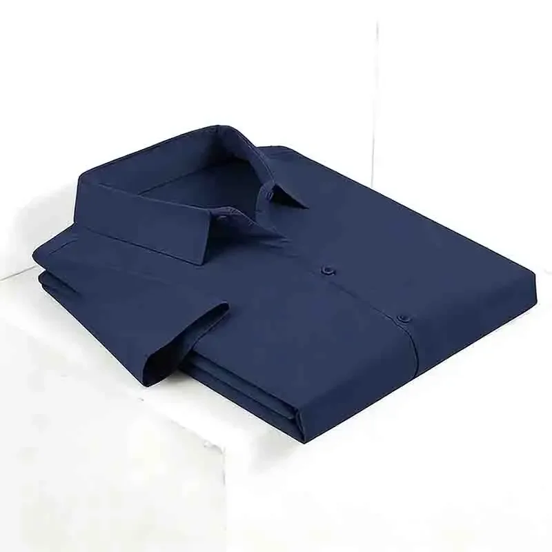 2026 New Men's Non-iron Short Sleeve Shirt Casual Solid Color Teal Button Up Shirt for Summer view 4