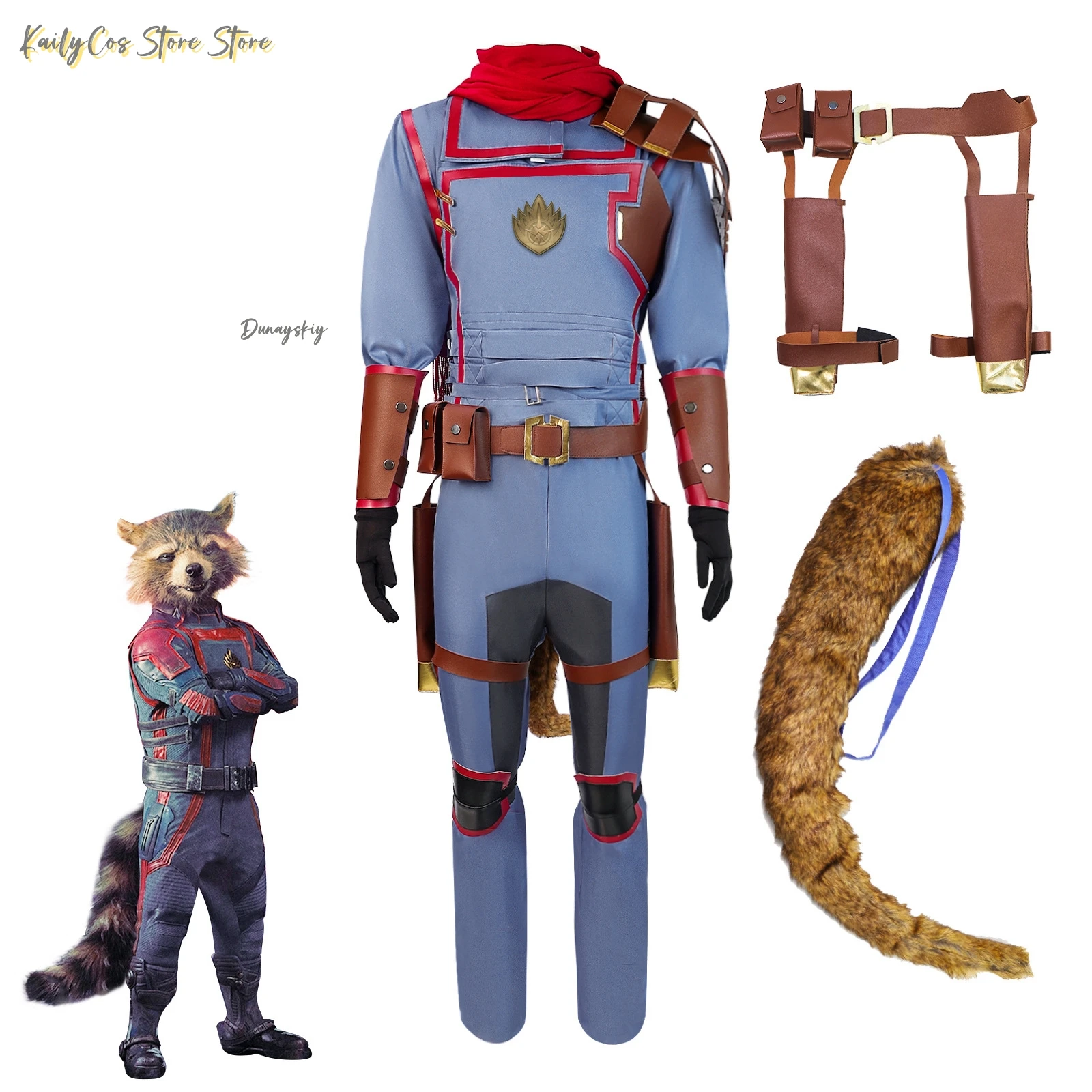 

Film Rocket Cosplay Raccoon Cosplay Costume Unisex Galaxy Uniforms Halloween Anime Movie Outfit Tail Guardians Roleplay