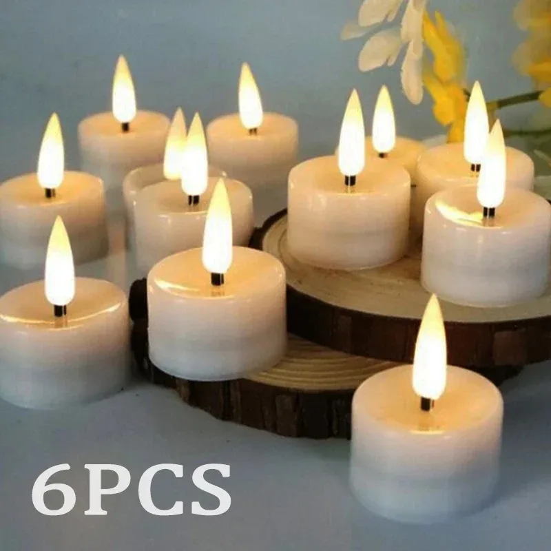 4/6PCS LED Candle Light Flameless Simulation Tea Lights Battery-powered Wedding Banquet Candles Home Birthday Party Decorations