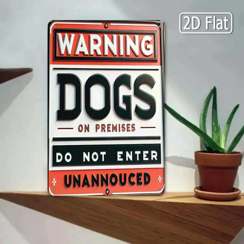 1pc Funny Dog Warning Sign - Heavy Duty Metal 8x12 Inch Outdoor Pet Caution Sign with Paw Print for Yard, Gate, Patio