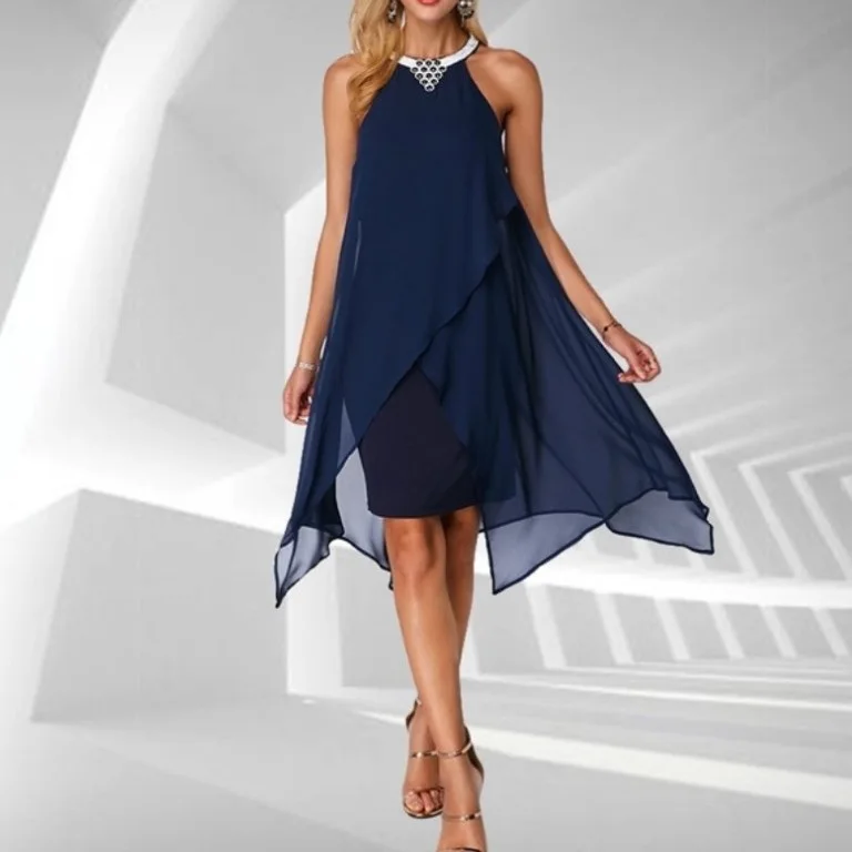

New Elegant Chic Women Dress Fashion 2025 spring summer Dresses For Party O Neck Solid Sleeveless Mesh Irregular Sexy Robe Femme