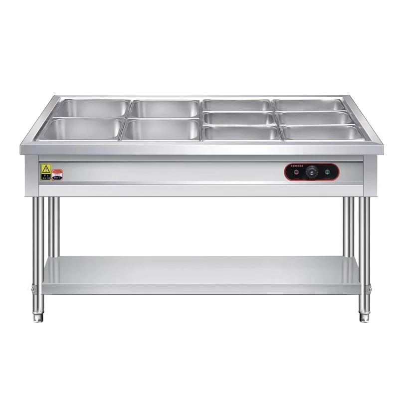

Fast food insulation table Commercial desktop electric heating soup pool selling vegetable rice canteen hot dishes