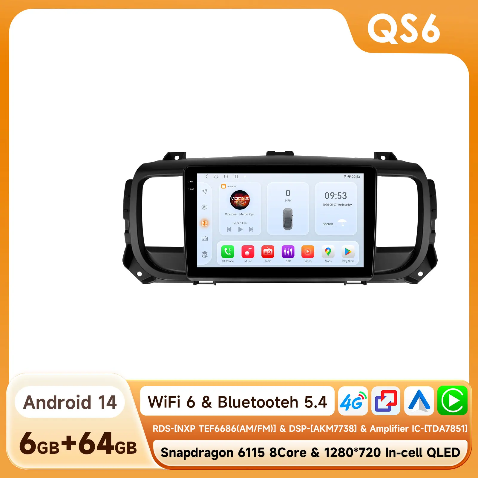 Hizpo Draadloze CarPlay Android Auto Voor Peugeot Expert 3 Citroen Jumpy 3 SpaceTourer 2016 - 2021 Autoradio Multimedia Video GPS