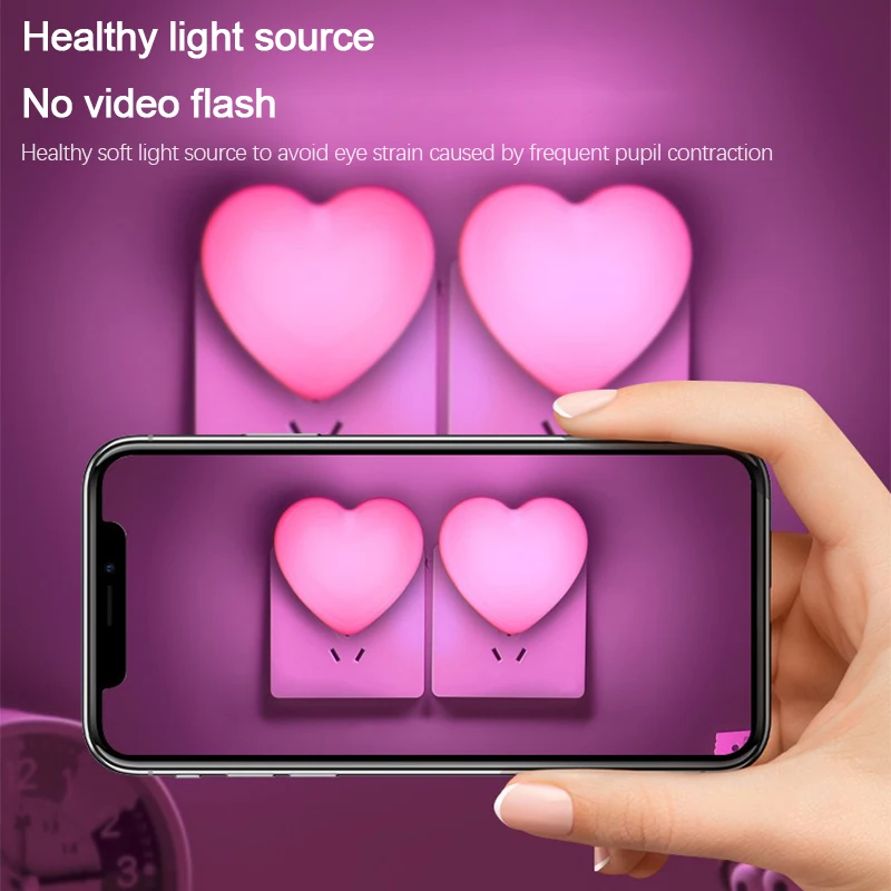 New Light Control with Switch LED Energy-saving Light Plug-in Love Night Light Bedside Wall Light Socket Feeding Night Light