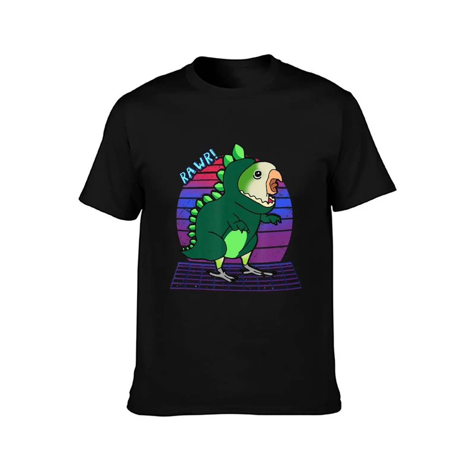 Aesthetic Vaporwave Green Monk Parakeet Quaker Parrot Birb T-Shirt Sweat Absorbing Sports Tee Shirt