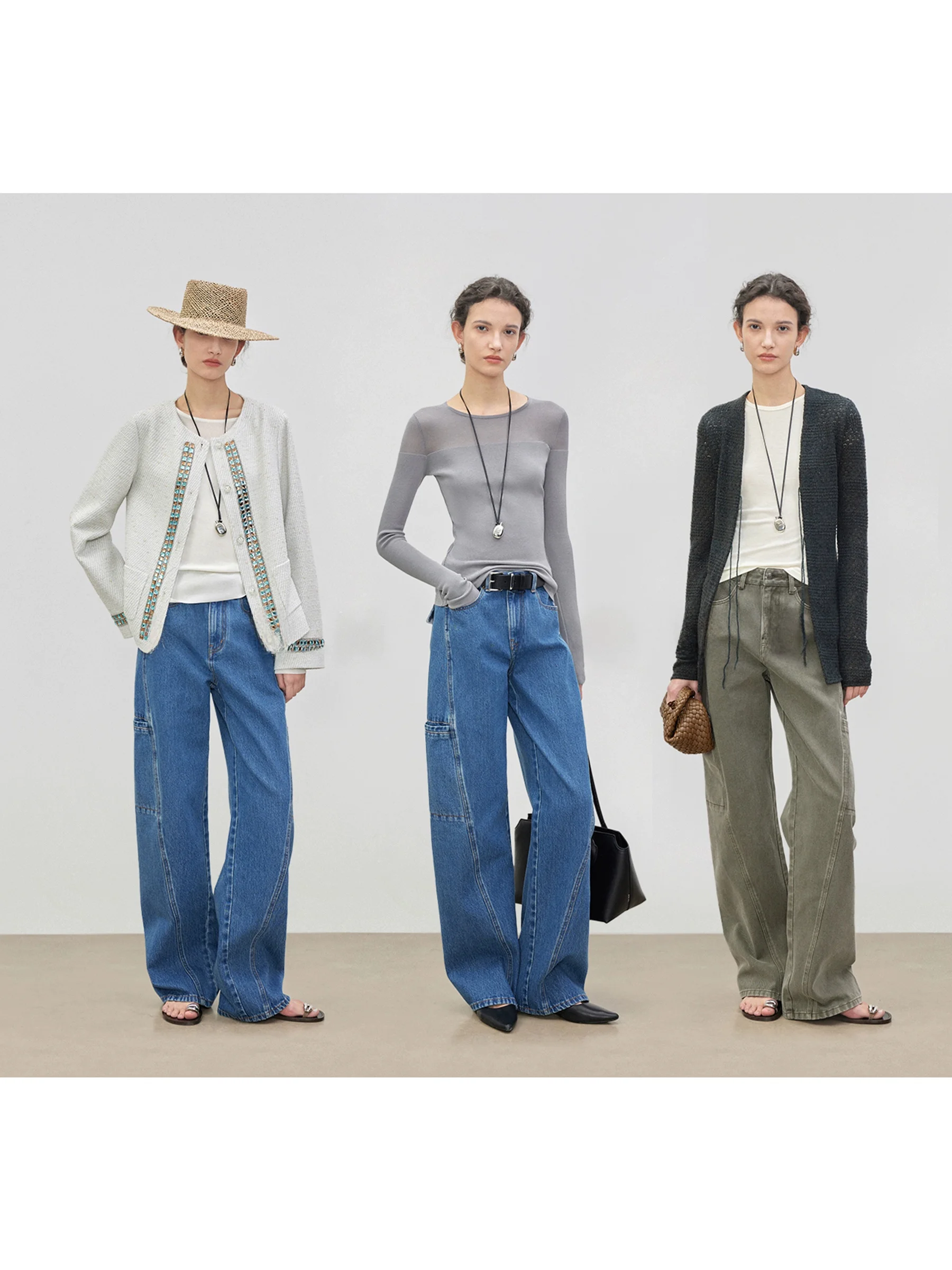 High Waist Cotton Denim Pants Women's Casual Straight Leg Jeans Spring Autumn Winter Seasonal High Elastici ket Design