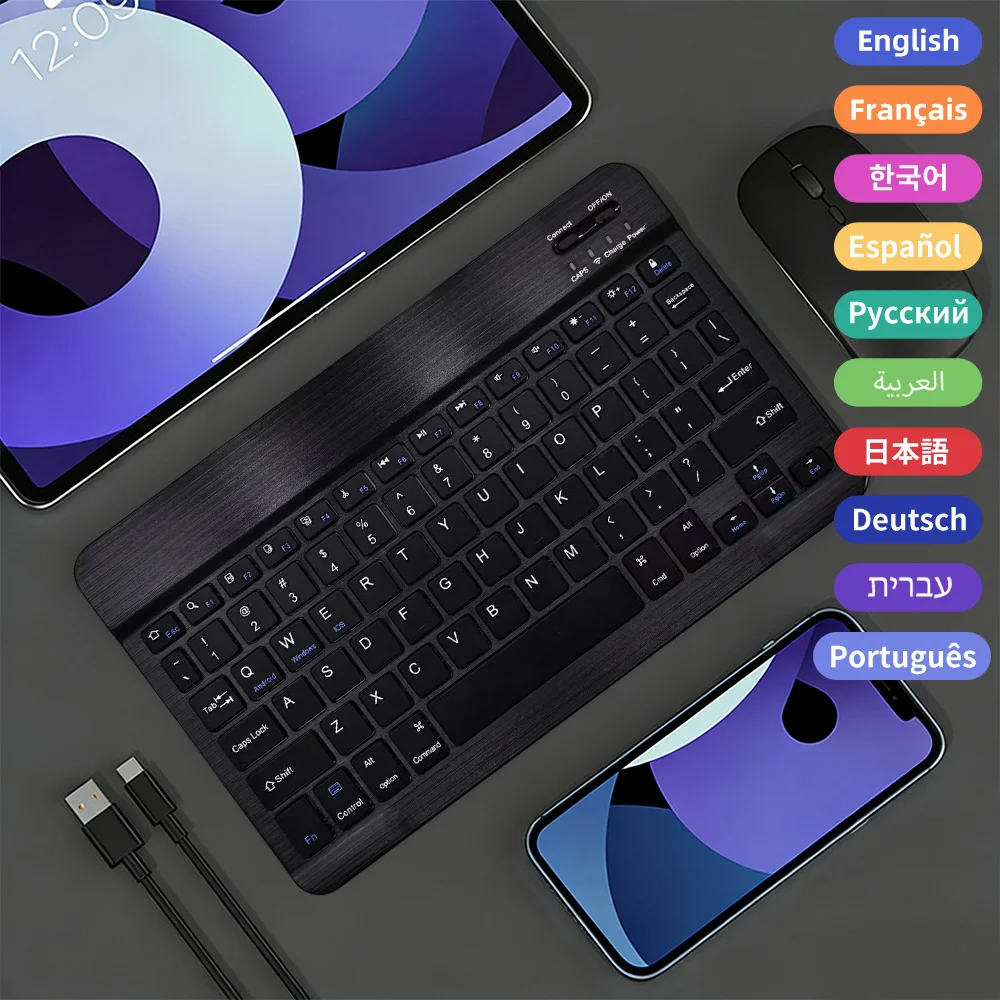 

Universal Bluetooth Wireless Keyboard Mouse Set For Android IOS iPad Air Pro Mini Samsung Xiaomi Tablet Russian Korean Japanese