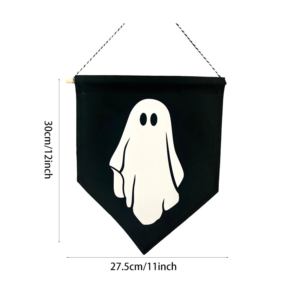 Halloween Ghost Canvas Pennant Flag Wall Hanging Art Room backdrop Decor Fall Halloween Sign Festival Party Decoration Supplies