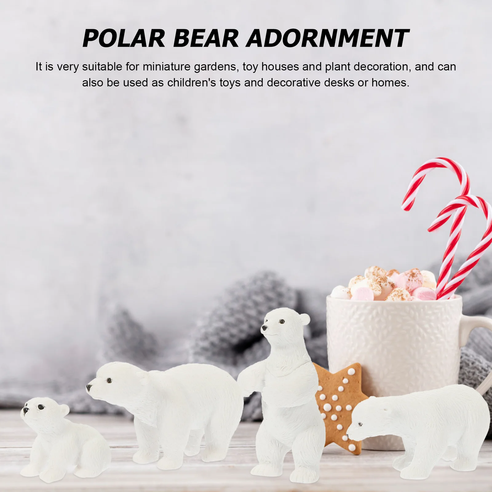 

6pcs Bear Resin Adornment White Bear Statue Decoration Garden Decor for Garden Yard Indoor Scenes Landscape nament