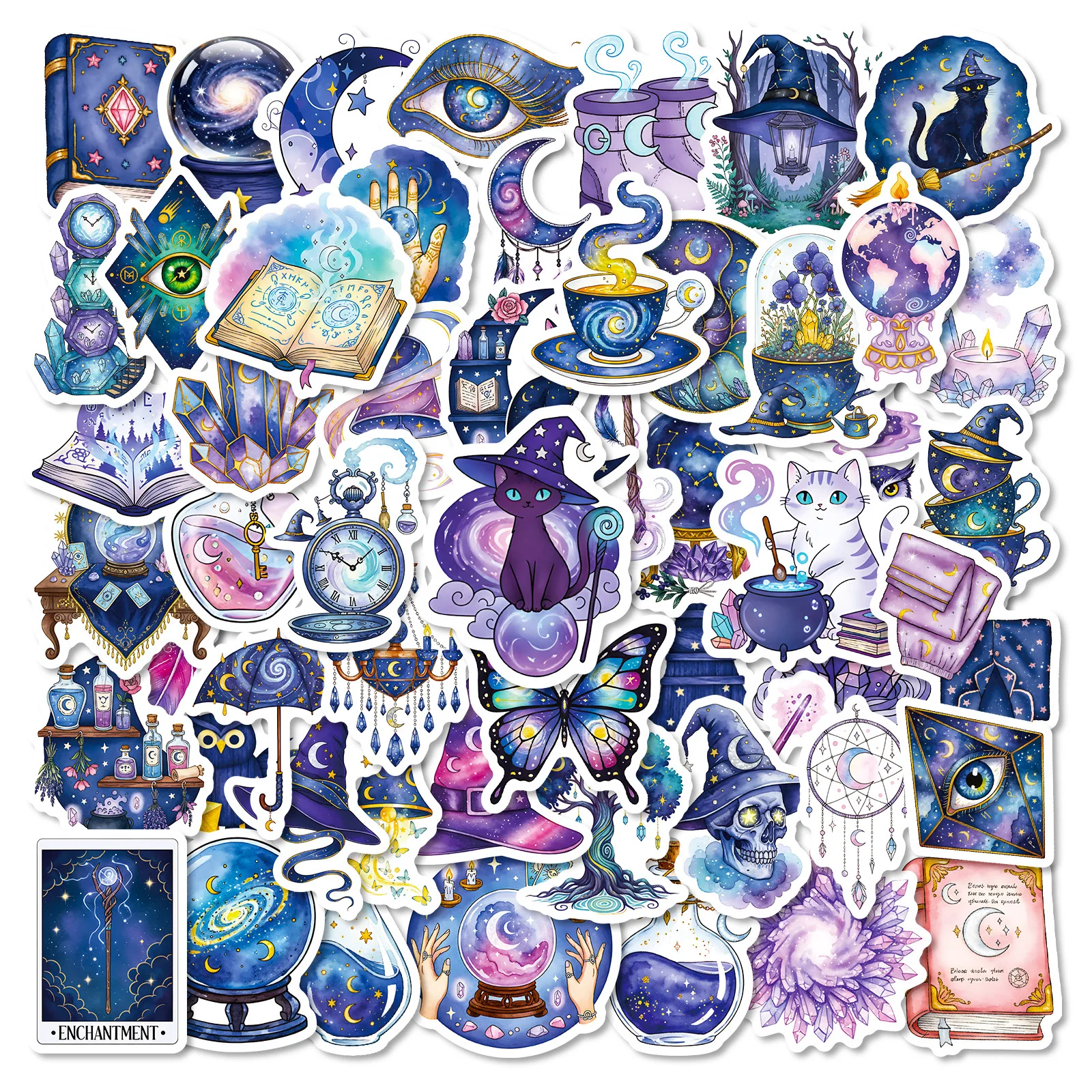 

56Pcs Magic Witch Sticker Magic Gothic Cat Decals For Phone Laptop Suitcase Notebook Skateboard Waterproof Stickers