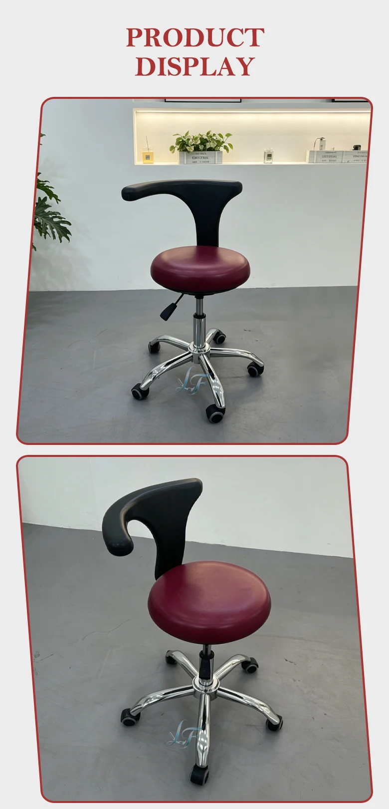 Robuster, verstellbarer Rollstuhl mit 360-Grad-Drehung und Rückenstütze, leicht zu reinigen, für Salon- und Krankenpflegepersonal. – Detail 8