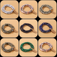 Wholesale 4 6 8mm Natural Stone Round Beads Bracelets Labradorite Howlite Pink Zebra Stone Bracelet for Women Men Bangle Gifts