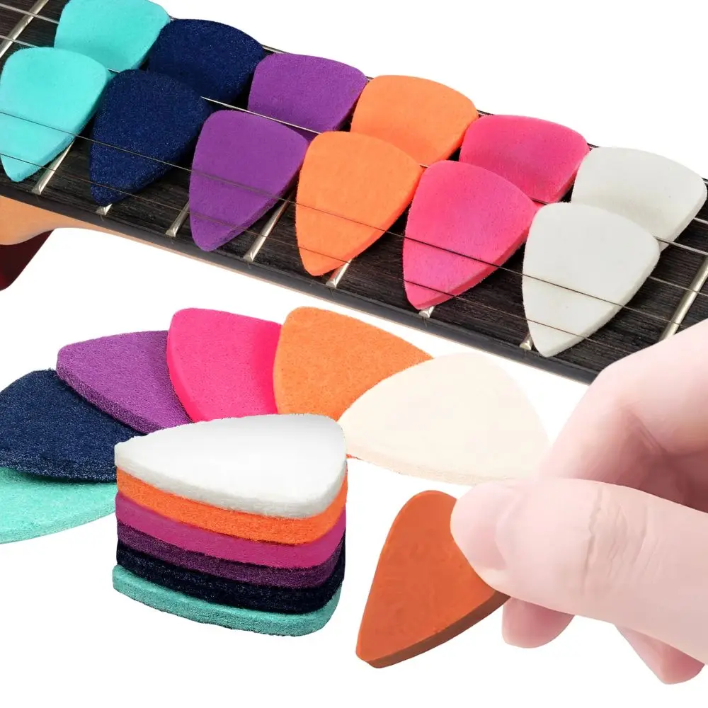 6/12/20pcs Assorted Rainbow Felt Guitar Plectrums Random Color Soft Picks for Ukulele Banjo YMY