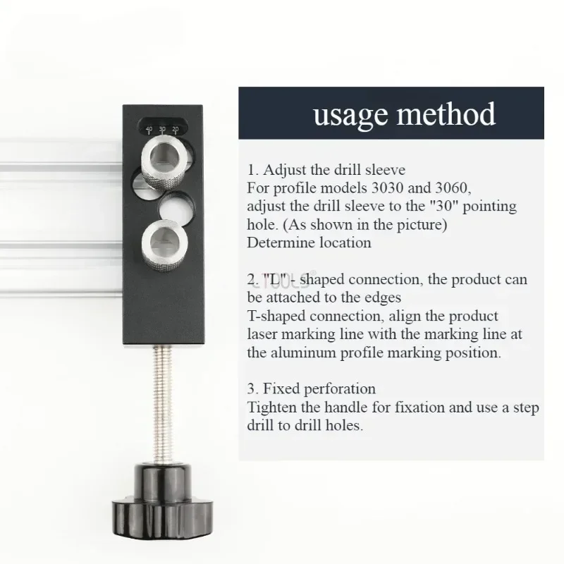 Aluminum Profile Drilling Locator Vertical Punching Jig for 20/30/40 Series Aluminum Profile Perforated Hole Connection Puncher