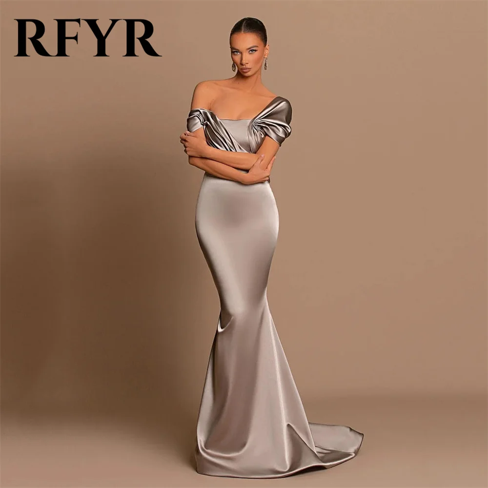 

RFYR Formal Mermaid Evening Dresses Off The Shoulder Simple Party Dress Elegant Stain فساتين السهرة Floor Length Prom Dress