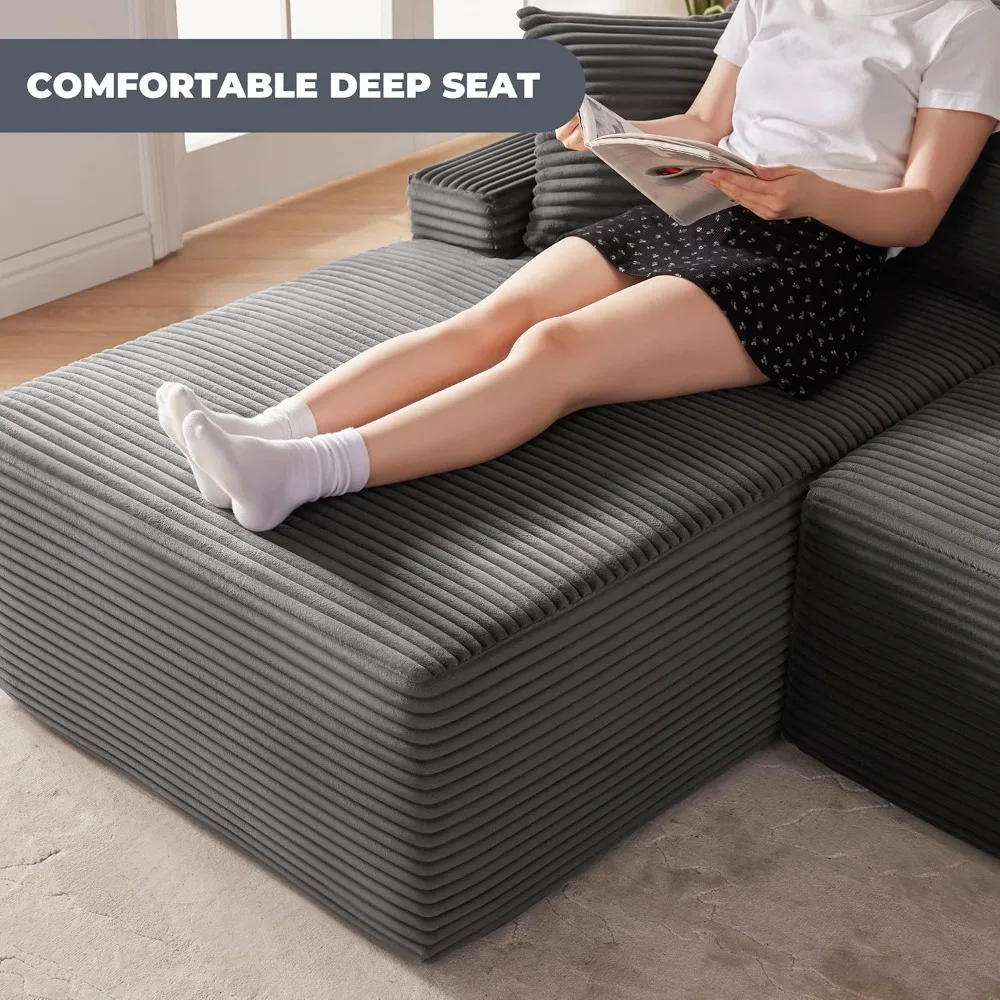 Cloud Sectional Couch, Boneless Sofa for Living Room, Modular Sectional Sofa with Deep Seat, Fluffy Comfy Couch image 4