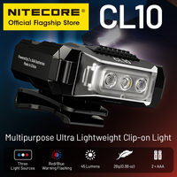 NITECORE CL10 Clip-on Light  45 Lumens White Light Red Blue Warning Flashing Power by AAA Battery for Law Enforcement Patrolling