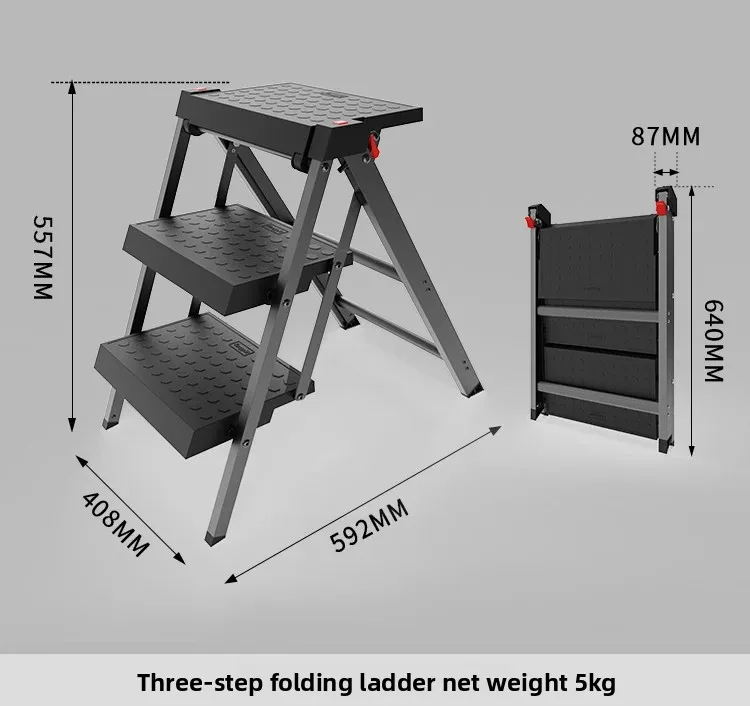 Thickened Two-step Straight Ladder Household Folding Ladder Stool Outdoor Car Washing Ladder Indoor Kitchen A-frame