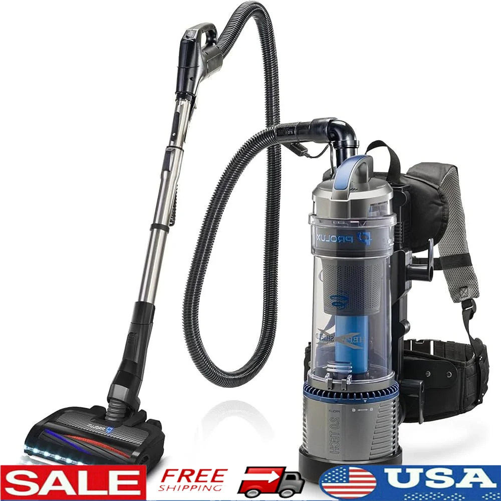 

Lightweight Backpack Vacuum HEPA Filter Power Nozzle Multi Surface Cleaning Pet Hair Deep Cleaning 35ft Cord Tool Kit