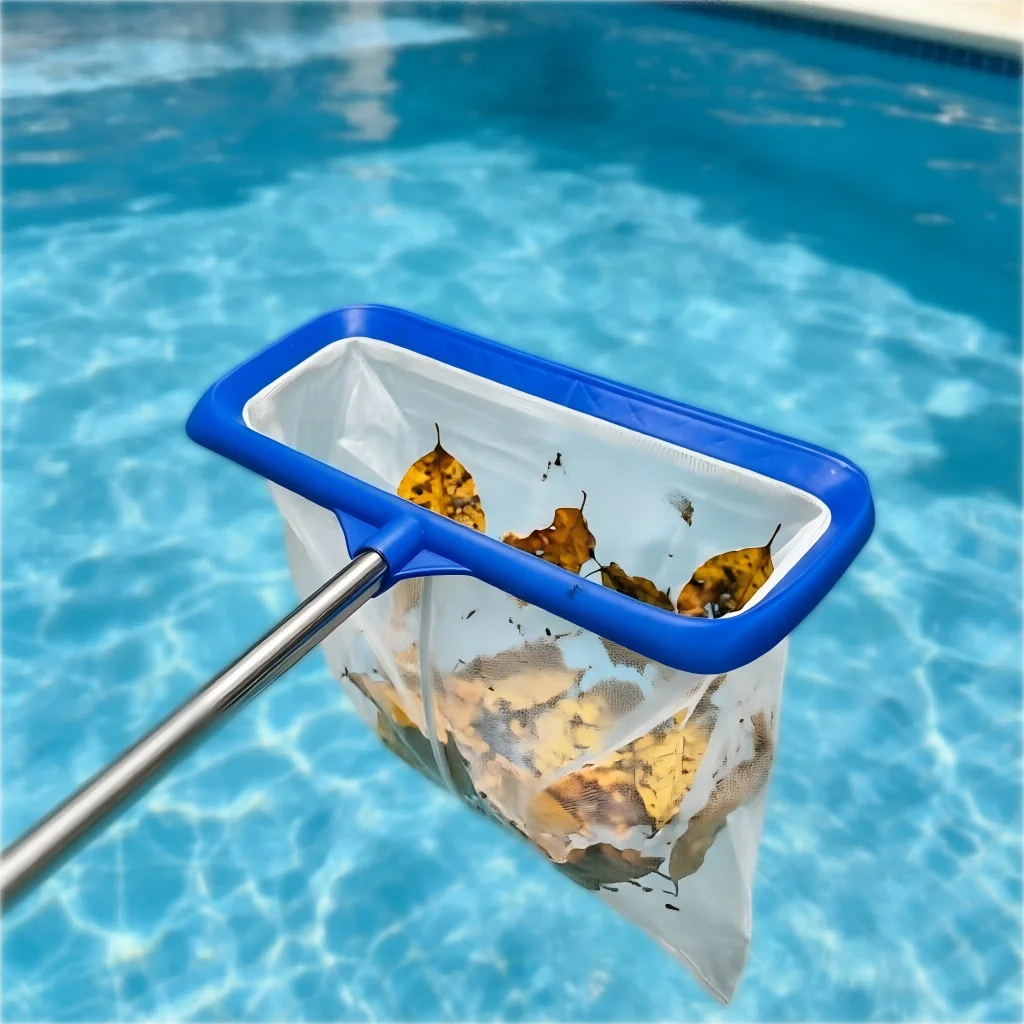 Professional Swimming Pool Skimmer Net Large Capacity Deep Bag Design Leaf Rake Cleaning Accessory