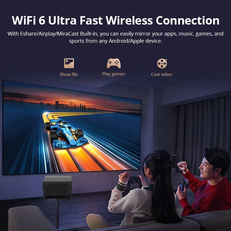 Newest L006 Smart Android WiFi Phone Beamer Full HD Home Theater Video Projector with 4K Resolution