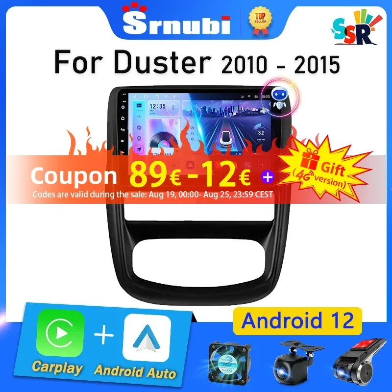 

Srnubi 2 Din Andriod 12 Car Radio For Renault Duster 1 2010 2011 2012 2013 2014 2015 Multimedia Player Carplay Stereo GPS DVD