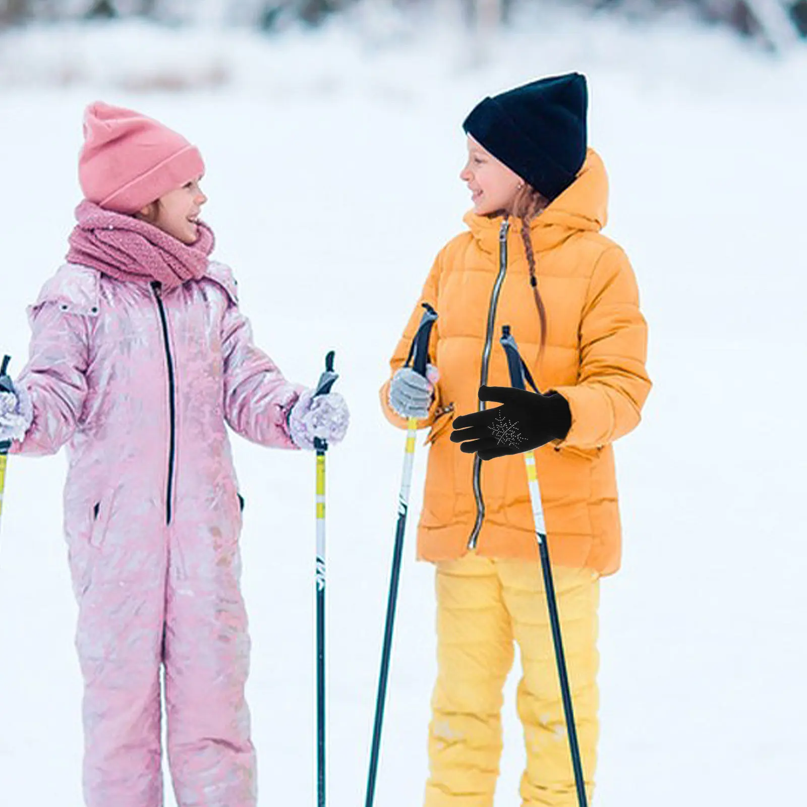 

Rhinestone Ice Skating Ski Gloves Thickened Non Slip Warm Winter Gloves Figure Skating Cold Weather Outdoor Sports