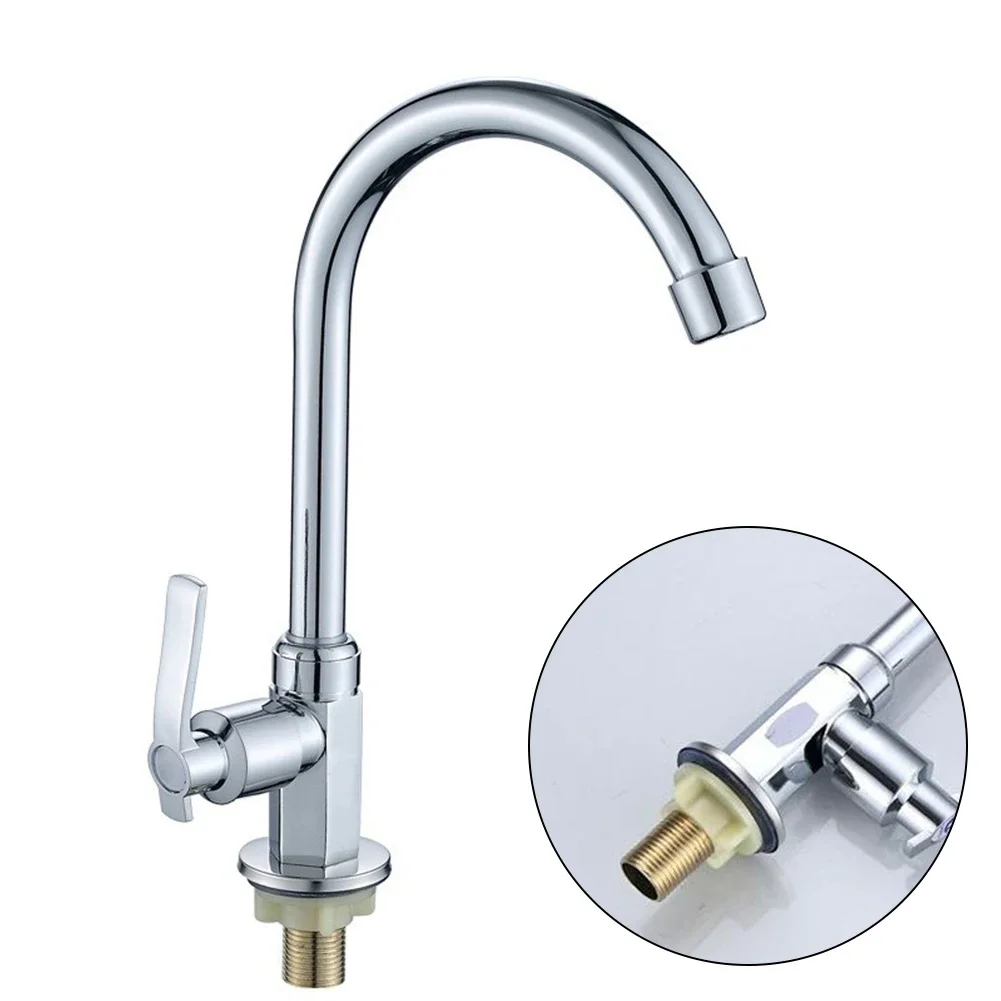 Kitchen Faucets Sink Single Cold Water Tap Kitchen Vegetable Basin Single Lever Tap Plastic Steel Large Bend Bathroom Faucets