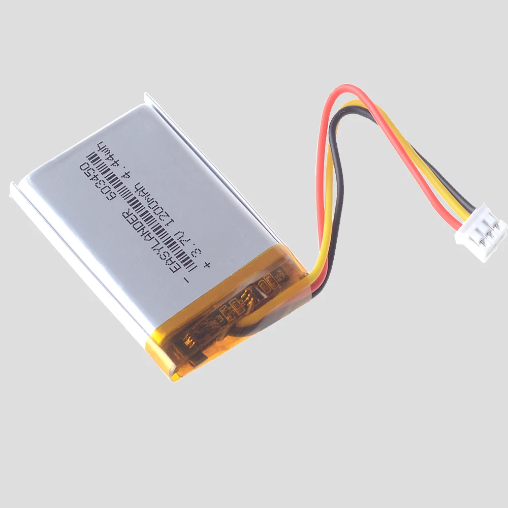 JST 2,0 мм, 3 контакта, 603450, 3,7 В, 1200 мАч, литий-полимерный литий-ионный аккумулятор Lipo 303450 403450 503450 703450 803450 903450 103450