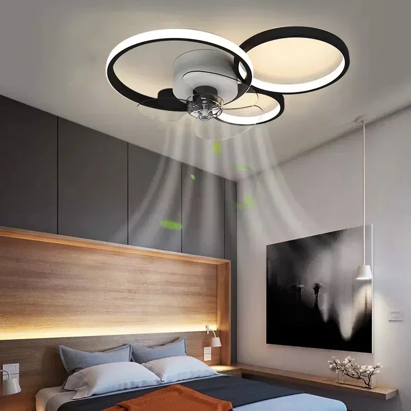 Modern LED Ceiling Fan Light Luxury Triple Head Iron Fan Lamp Bedroom Living Room Study Room Indoor Decorative Lighting Fixtures