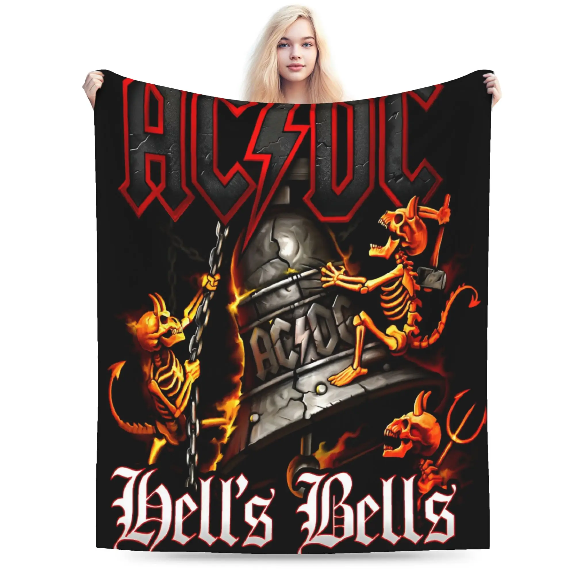 

Одеяло с музыкальной группой AC DC, дышащее легкое одеяло с флисовым принтом для дивана, дорожное одеяло