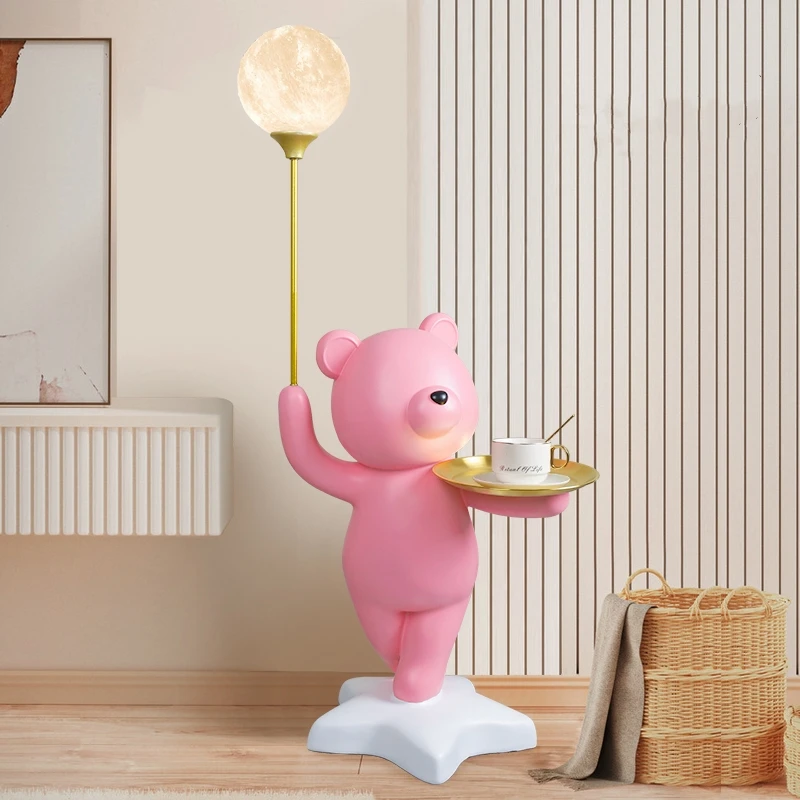 Home Decor 110CM Luminous Bear Statue Floor Decor Home Furniture Living Room Sculpture Ornament Bedside Table Housewarming Gift