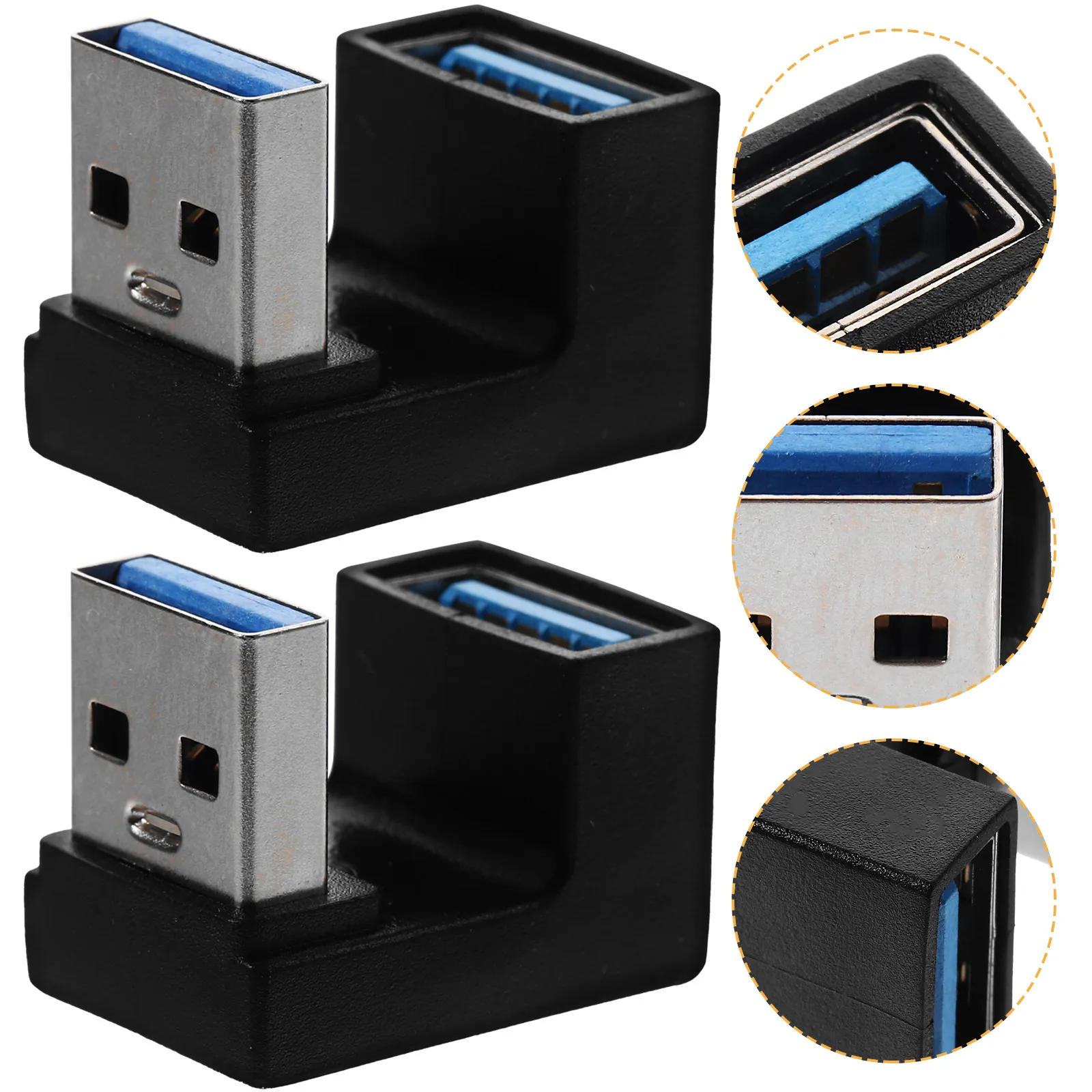 

2Pcs USB Right Angle Adapter 90 Degree Male to Female Angled Connector High Speed Data Transfer Laptop Accessories USB Extender