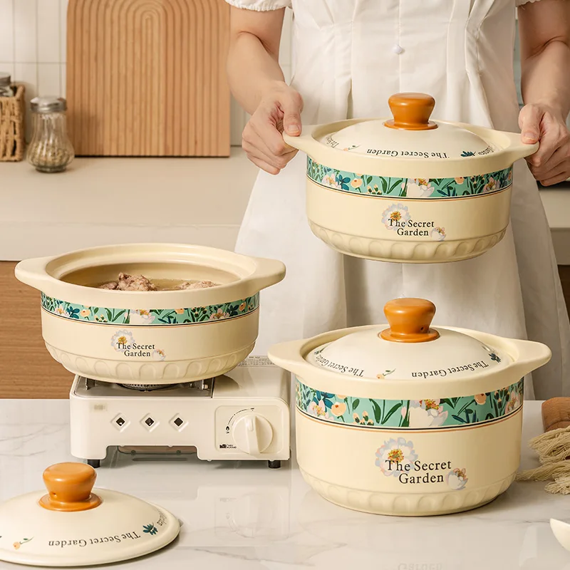 

Large Capacity Korean-Style Ceramic Casserole High-Temperature Resistant Anti-Crack Stew Pot Gas Stove Safe Soup Pot