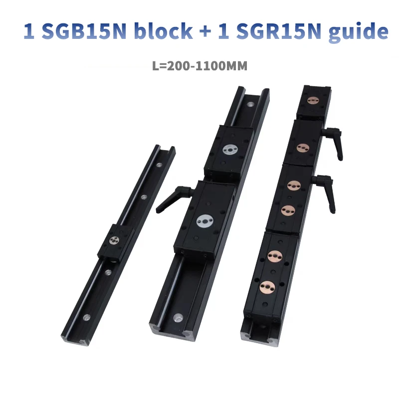 

Blackening Built-in dual-axis linear guide Rail Aluminum Roller Bearing Industrial Track SGR15N guide+SGB15N 3/4/5 Wheel Slider