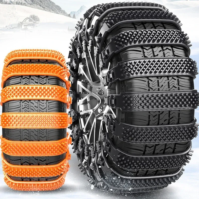 Car Snow Chain Set 10/8/4pcs Winter Anti-Slip Wheel Ties Belts Crawler-type Urethane Anti Skid Car Tyre Chains Vehicle Supplies