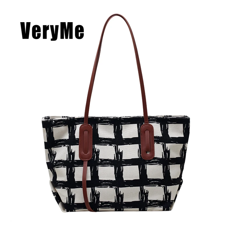 VeryMe-Bolso de hombro de lona de gran capacidad para mujer, bandolera con asa superior, diseño de lujo, 2022