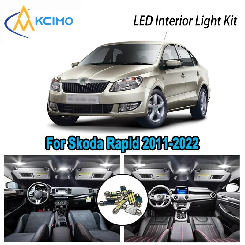 

For Skoda Rapid 2011-2022 2017 2018 2019 2020 Premium Bright LED Interior Dome Map Trunk Light Kit Car Led Lamps Canbus No Error