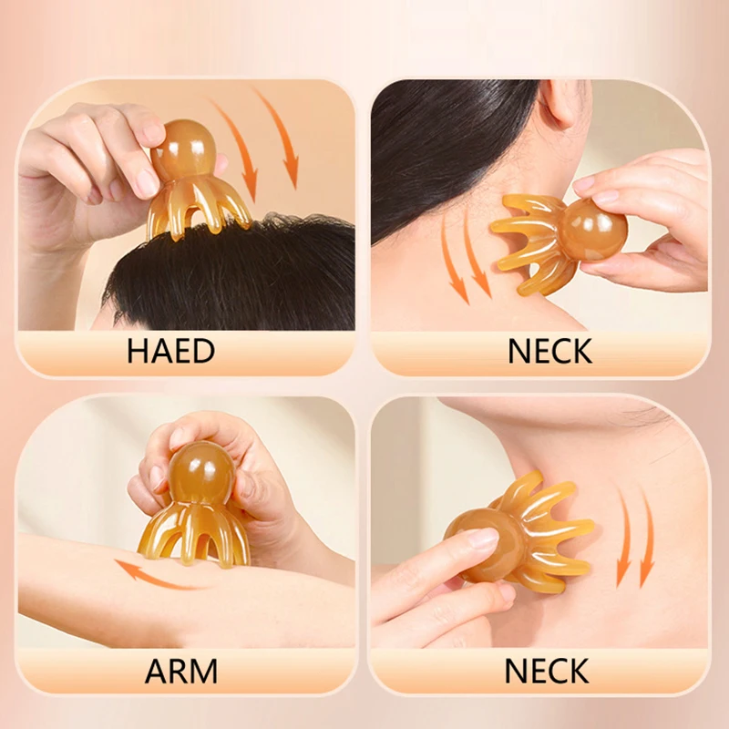 

Resin Octopus Comb Head Massager Meridian Scraping Scalp Massage Brush Acupuncture SPA Gua Sha Health Deep Massage Tool