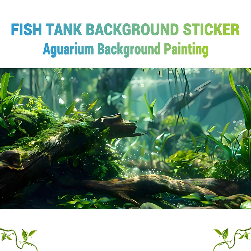 Riverbed Trees, Fish Tank Background Painting, Aquarium Background Painting Sticker, Front Self-Adhesive, Landscape Ornaments
