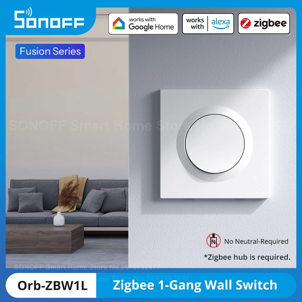 

SONOFF Orb-ZBW1L Умный настенный переключатель Zigbee ZBMINIL2-E Нейтральный провод Не требуется интеллектуальные сцены малой мощности Требуется использовать с концентратором Zigbee